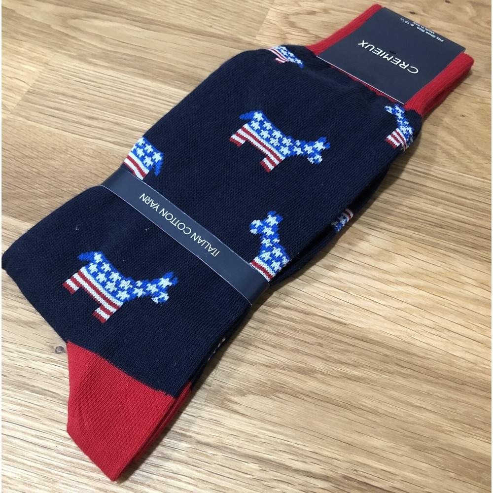 New MENS CREMIEUX 6-12.5 Blue Donkey Democrat POLITICAL DRESS SOCKS DNC Biden VN